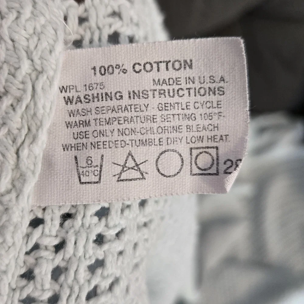 Vintage Beacon Baby Blanket Open Weave Pastel Blue Woven Cotton USA 53x40 EUC